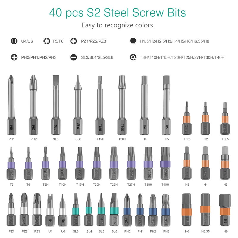 ORIA Screwdriver Kit  42 in 1 Ratchet Screwdriver Set  Magnetic Precision Repair Tool Kit with DIY Rotatable Handle  40 PCS Bits for Home Appliances  Bicycle Repair - Image 4